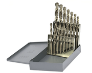 DRILLCO 15-piece HD drill bit set 1/16-1/2 in black-oxide bits in gray metal case drill bit set