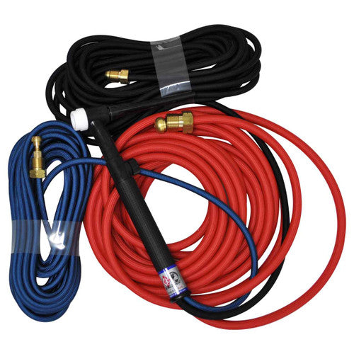 CK Worldwide TL325VSF FX - 350 Amp Flex Head TIG Torch with Valve, Water-Cooled, 25' Super-Flex Cables, Trim Line