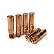 Weldcote CTIP66 MIG contact tip 0.035 in copper threaded six-piece set shown upright and horizontal MIG contact tip