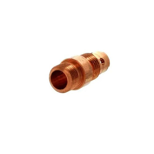 CK 17CB20 copper collet body 1/8" large bore cylindrical body with hex nut collar and threaded shank for TIG torch