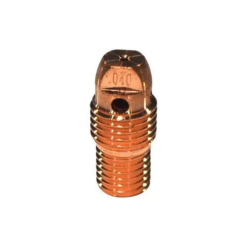 CK 13N26 copper collet body 0.040" (1.0mm) threaded body with gas port and cap labeled .040 for TIG torch