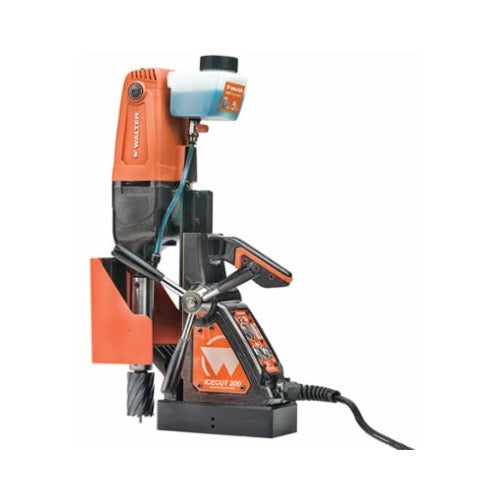 Walter 39D200 Icecut 200 orange and black magnetic drilling unit with coolant bottle and core bit
