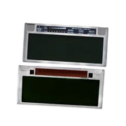 Techniweld Clairvoyant 3.0 variable shade welding lens shade 5-13 front and back view, auto-darkening welding lens