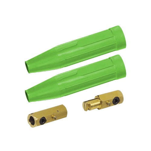 Weld Shop Supply LC-40 plasma torch quick connector set, two green nozzle covers and two brass barrel connectors