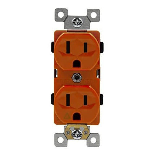 Badassreels orange isolated ground duplex electrical outlet with triangle indicator receptacle