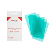 Weldcote WLENS231410 inside cover lens 4-1/4x1-3/4 in 5-pack box with five teal plastic lenses fanned out