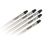 Weldcote ER4043 aluminum TIG welding rod 1/8x36 in 1 lb tube, five silver-white labeled rods fanned out