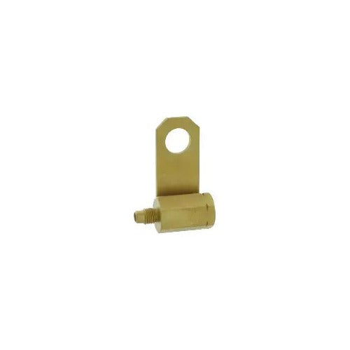 CK Worldwide 2310-1824 TIG power cable adapter, brass L-bracket with eye hole and threaded male fitting end