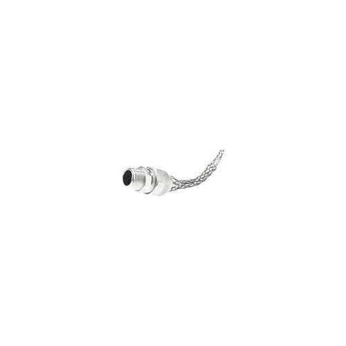 Badassreels remote cable strain relief fitting with threaded metal body and braided wire mesh grip