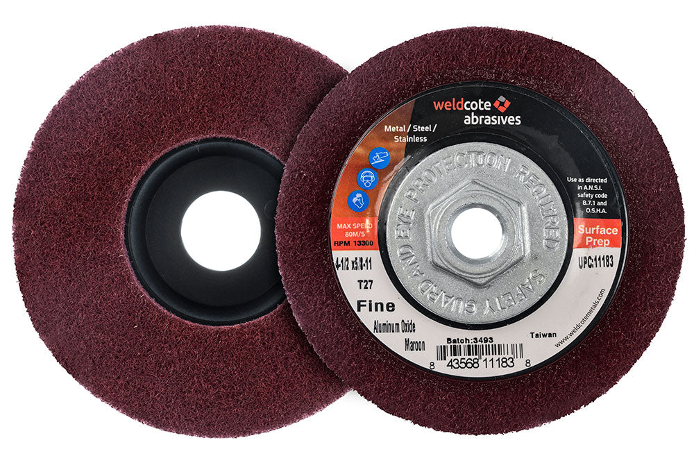 11182 Weldcote 4-1/2 x 7/8 Maroon Aluminum Oxide Fine Discs  T27
