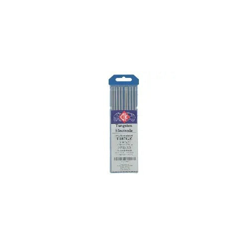 CK Worldwide T187GZ 1/8" 0.8% Zirconiated tungsten electrode 10-pack in blue-labeled sleeve, TIG welding tungsten electrode