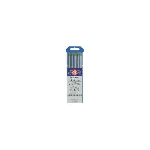 CK Worldwide T187GTM LaYZr 1/8" tungsten electrode 10-pack in blue-labeled sleeve, TIG welding tungsten electrode