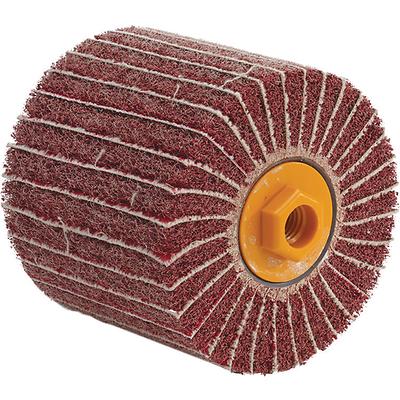 Walter 07K441 Two-In-One Turbo Drum 4.5" x 4", burgundy non-woven flaps, orange hub, 5/8"-11 arbor, abrasive drum