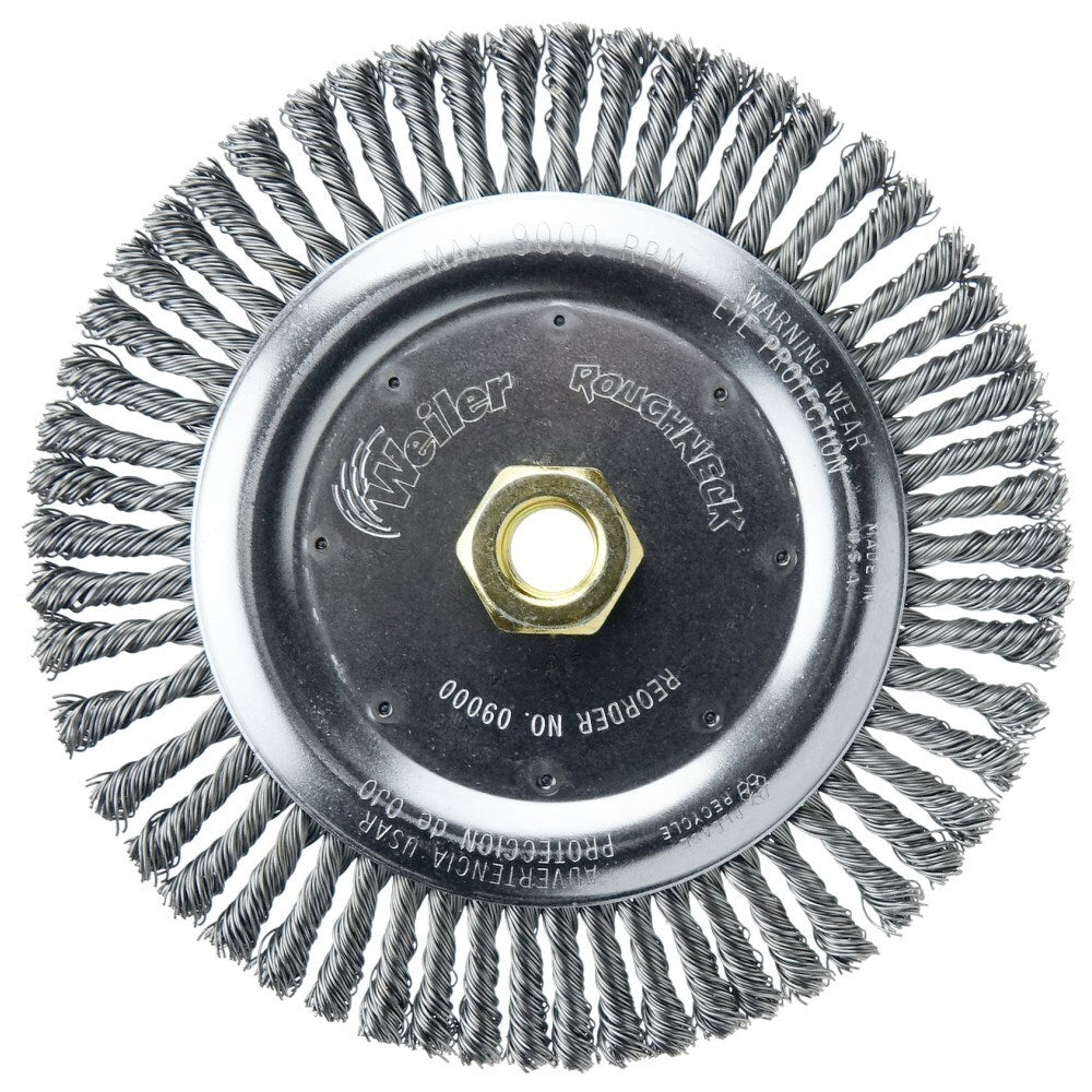 ROUGHNECK 7" ROOT PASS WELD CLEANING BRUSH, .020" STEEL WIRE FILL, 5/8"-11 UNC NUT 09000