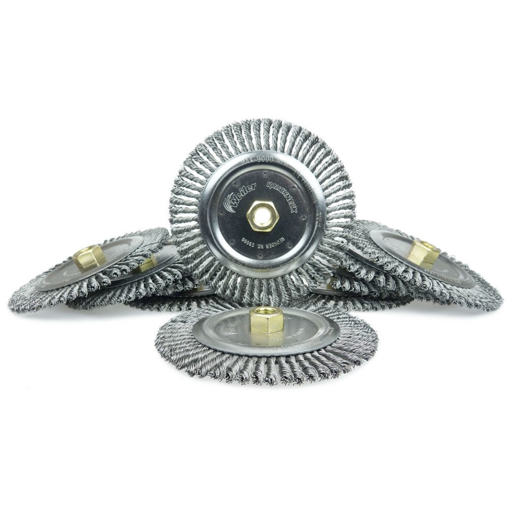 ROUGHNECK 7" ROOT PASS WELD CLEANING BRUSH, .020" STEEL WIRE FILL, 5/8"-11 UNC NUT 09000