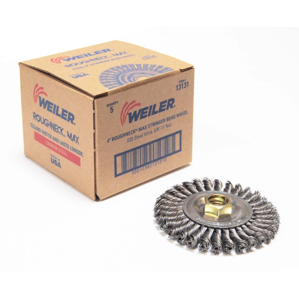 Roughneck Stringer Bead Wheel, 4in D x 3/16in W, Carbon Steel, 5/8-11 UNC Arbor