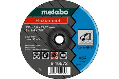 Metabo Type 27 Flexiamant Grinding Wheel, 6" x 1/4", 25/pk (616554000)