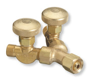 Valved "Y" Connections, 200 PSIG, Brass, Female/Male, LH, 9/16 in - 18