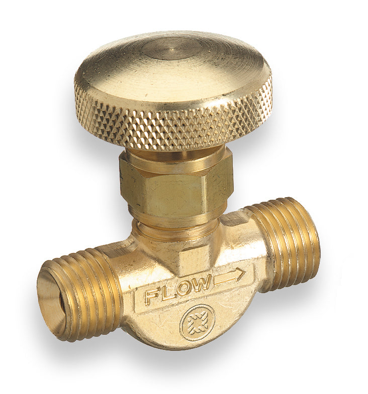 Non-Corrosive Gas Flow Valves, 200 PSIG, Brass, Oxygen, 9/16 in - 18 RH(M)
