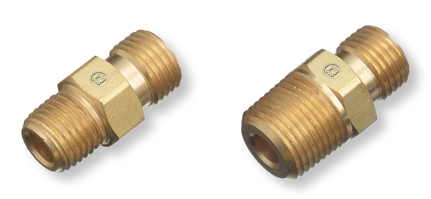 Regulator Outlet Bushing, 200 psi, Brass, B-Size, 1/4 in (NPT) RH, Male, Oxygen