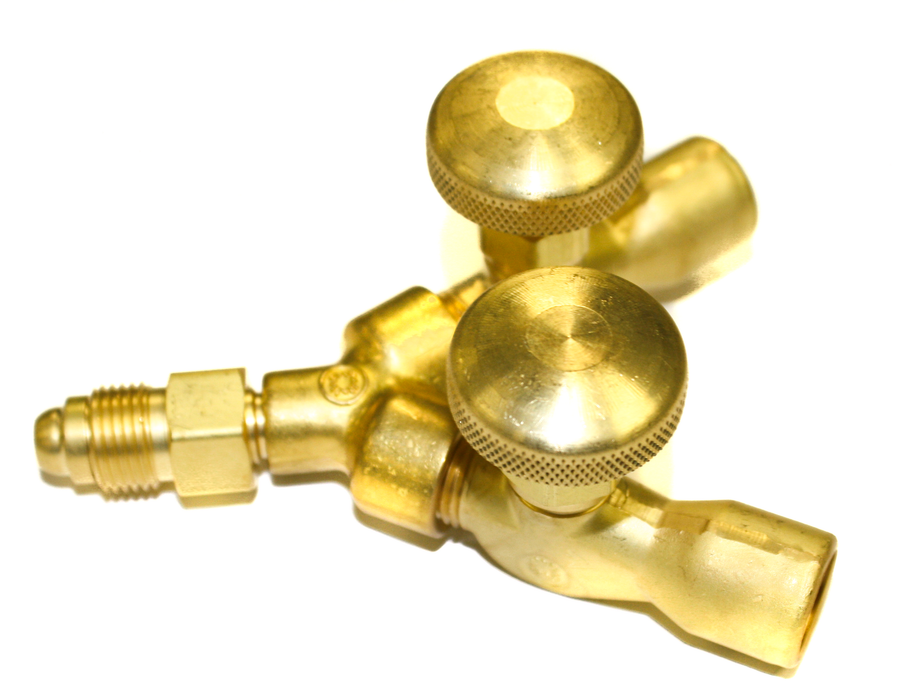 Valved "Y" Connections, 200 PSIG, Brass, Male/Female, LH, 5/8 in - 18