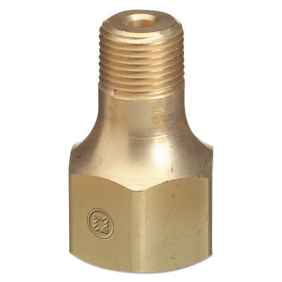 Male NPT Outlet Adaptor for Manifold Pipelines, 3,000 psi, Brass, CGA-580 Female x 1/4 in NPT Male