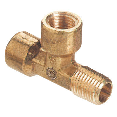 Pipe Thread Tees, Connector, 3,000 PSIG, Brass, 1/4 in NPT (Street)