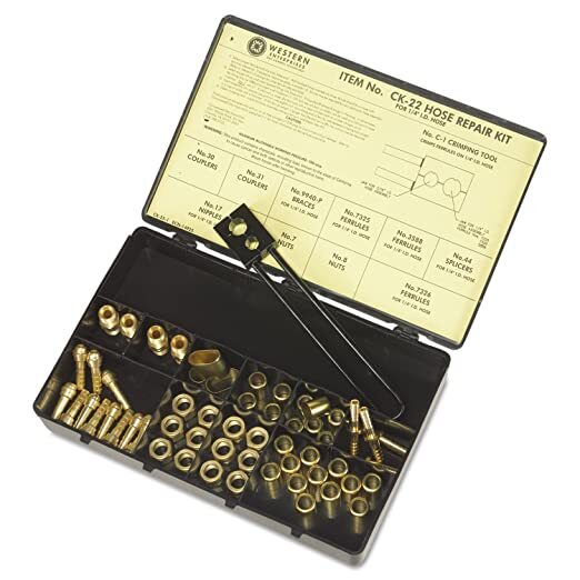 Hose Repair Kit, B-Size Fittings, 1/4 in Hose ID, Hammer-Strike 2-Hole Jaw Crimp Tool