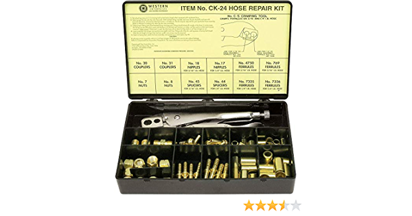 Hose Repair Kit, A-Size/B-Size Nuts, B-Size Fittings, 3/16 in Hose ID, Hand-Grip 2-Hole Jaw Crimp Tool