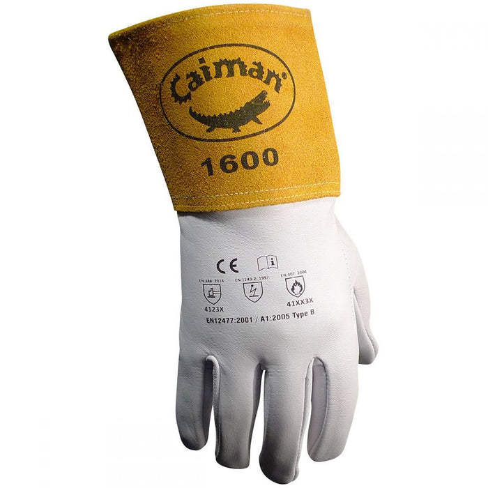 Caiman 1600-Goat Grain Unlined 4in Cuff TIG Welding Gloves
