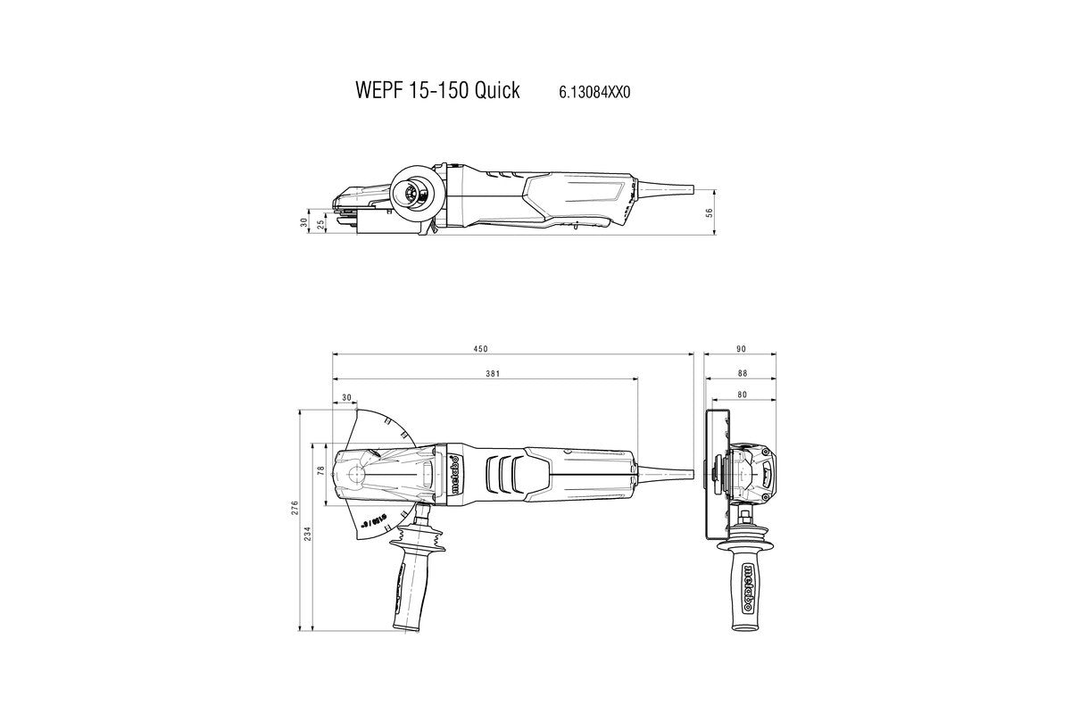 WEPF 15-150 QUICK (613084420) 6" FLAT-HEAD ANGLE GRINDER