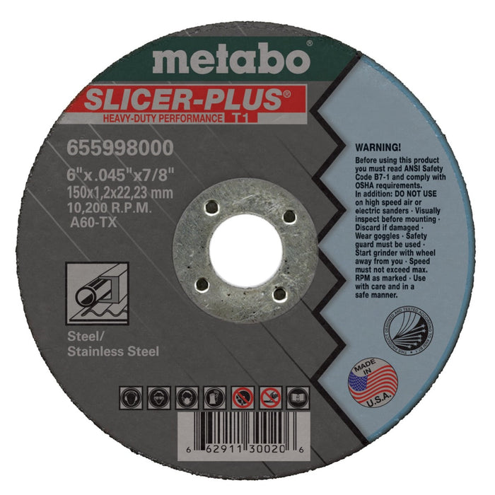 Metabo Type 1 SLICER-PLUS Cutting Wheels 6x.045x7/8 50/Box - 655998000