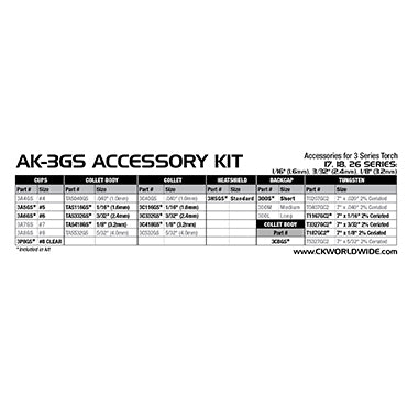 AK-3GS GAS SAVER  ACCESSORY KIT 17/18/26 Series Tig Torches