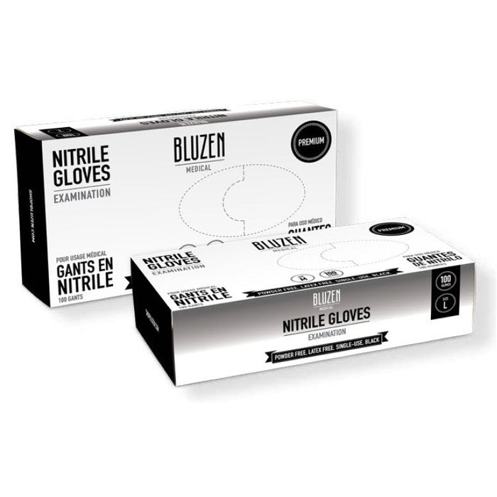MNIT104-XL BluZen Extra-Strength Exam Grade Nitrile Gloves, 5.9mil, PF, Black, XL