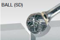 Walter 01V009 Tungsten Carbide Ball Burr, 1/4" Shank Dia., 1/4" Dia. x 7/32" Length, SD-1 (1 Burr)