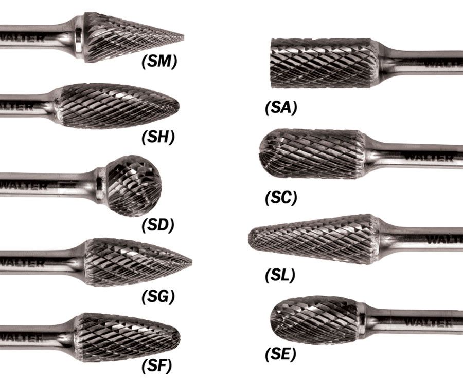 Walter 01V610 Tungsten Carbide Ball Burr, 1/4" Shank Dia. x 6" Shank Length, 3/8" Dia. x 5/16" Length, SD-3 (1 Burr)