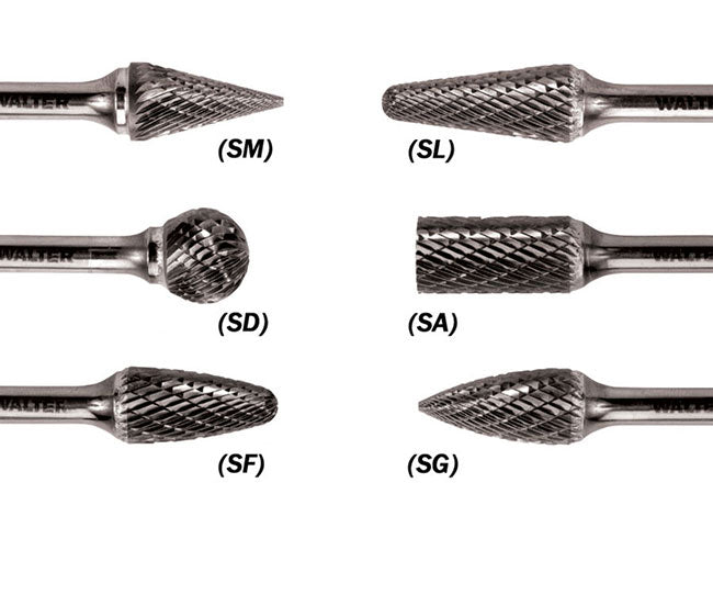 Walter 01V020 SA-43-1 tungsten carbide cylindrical burr 1/8 shank 1/8 dia x 9/16 in. length carbide burr