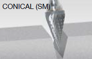 Walter 01V049 Tungsten Carbide Conical Burr, 1/4" Shank Dia., 1/4" Dia. x 1" Length, SM-3 (1 Burr)