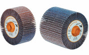 Walter 07J448 Coolcut flap drum 4-1/4x4in 80 grit M14 arbor orange hub wide cylindrical blue red flaps