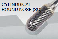 Walter 01V005 Tungsten Carbide Cylindrical Round Nose Burr, 1/4" Shank Dia., 1/4" Dia. x 5/8" Length, SC-1 (1 Burr)
