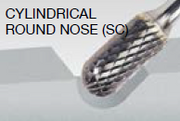 Walter 01V006 SC-3-1 tungsten carbide cylindrical round nose burr 1/4 in. shank 3/8 dia x 3/4 in. length