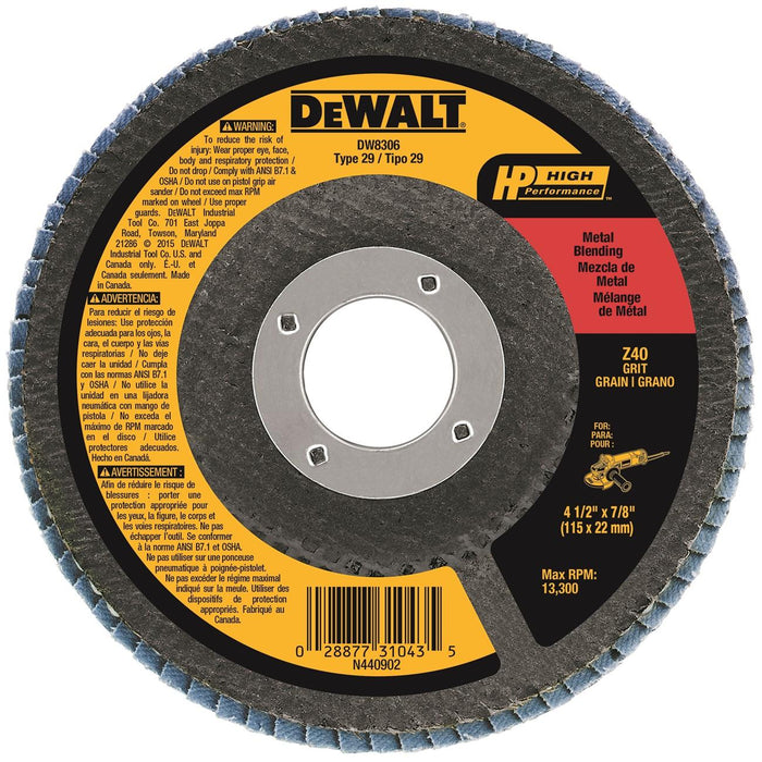 DW8306 DeWalt Flap Disc,4-1/2X7/8,40 GRT,AKA/FLAP WHEEL