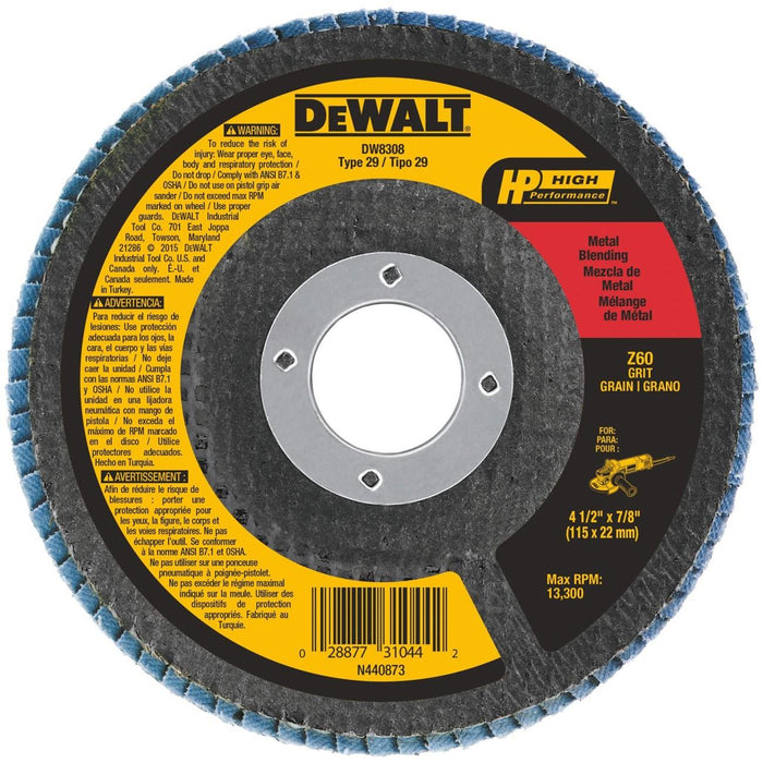 DW8308 DeWalt Flap Disc,4-1/2"x7/8" 60 GRT Zirconia T29 Flap Disc