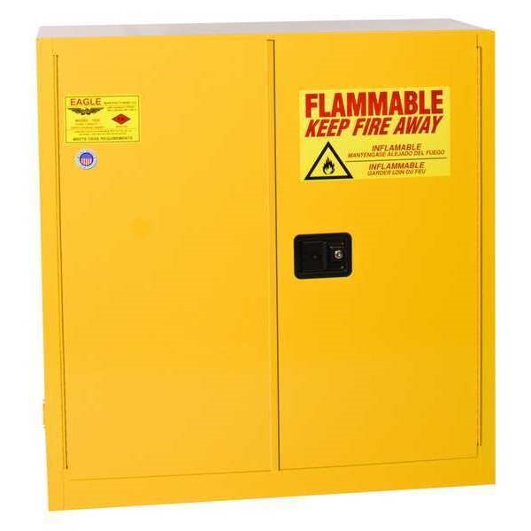 1932X Eagle Safety Storage Cabinet, 30 Gal, Flammable Liquid, Yellow, Two Door