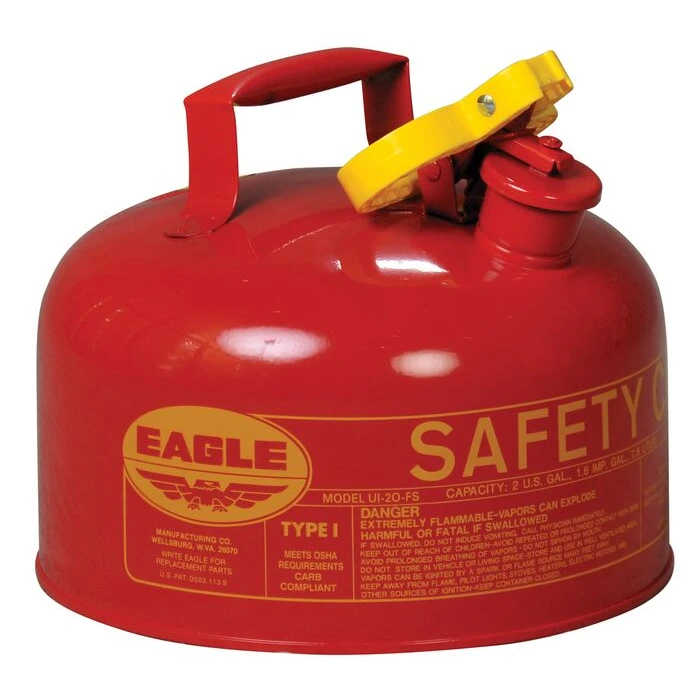 UI-20-S Eagle Type 1 Safety Can,Meets OSHA & NFPA Code 30 requirements,2 gal,Galvanized steel,Red