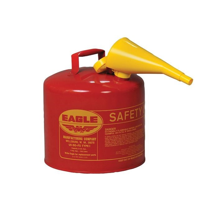 UI-50-FS Eagle Type 1 Safety Can,Metal,includes/F-15 funnel,Red,5 gal