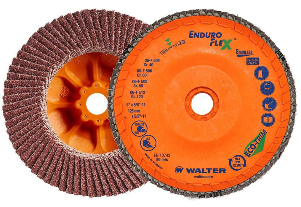 Walter 06F512 5" 120 Grit Spin-On Enduro Flex Stainless Flap Disc