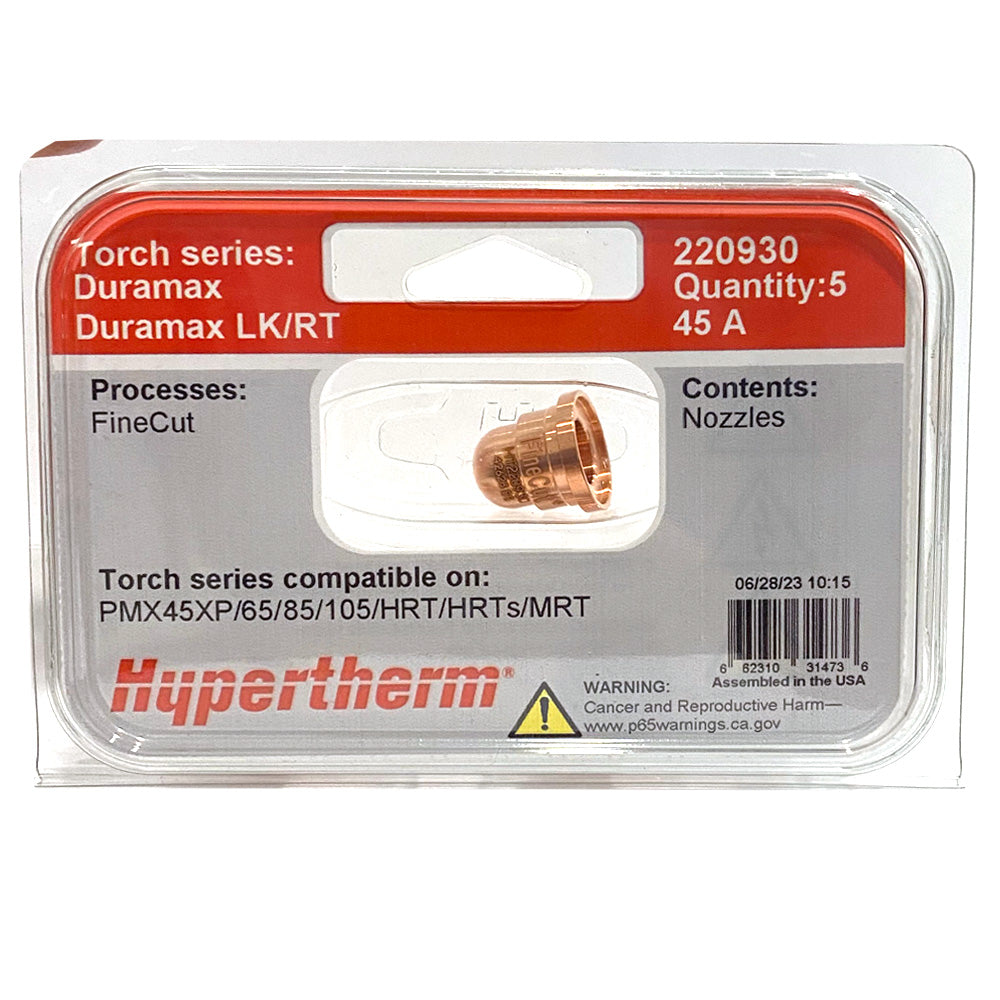 HYPERTHERM 220930 FineCut Nozzles 45 AMP (5 per pkg) – Weld Shop