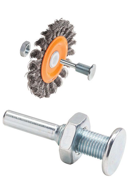 Walter 13C303 3-inch x 3/8-inch x 1/2-inch knot twist wire wheel with threaded bolt arbor and hex nut for drill mounting