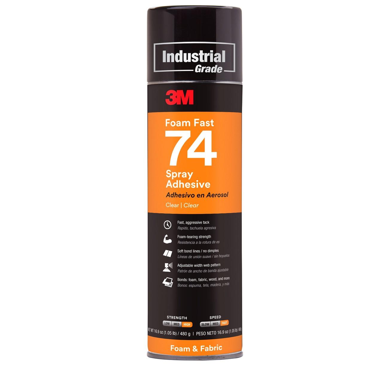 21200-50045 3M Foam Fast 74 spray adhesive, Clear, 24 oz
